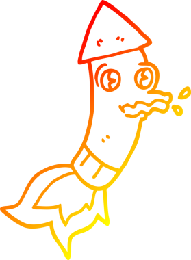 Bir insan tarafından çizilen çizgi roketin sıcak gradyan çizgisi