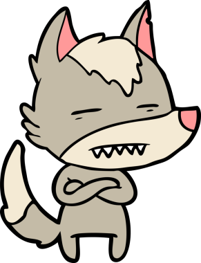 Bir insan tarafından çizilen dişleri gösteren bir kurt çizgi filmi.