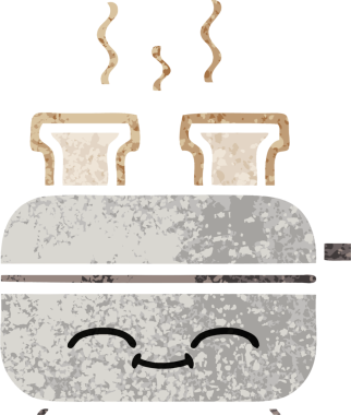 Bir insan tarafından çizilmiş bir tost makinesinin retro çizim stili karikatürü