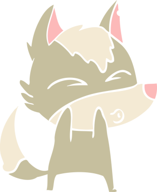 Bir insan tarafından çizilmiş düz renk çizgi film kurt ıslığı.