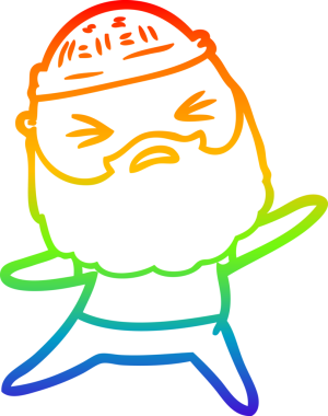 Bir insan tarafından çizilmiş sakallı bir karikatür çizimi.