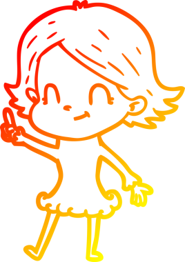 Bir insan tarafından çizilmiş, karikatür dostu bir kız çizimi.