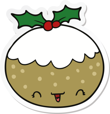 Bir insan tarafından çizilmiş şirin bir noel pudinginin çıkartması.