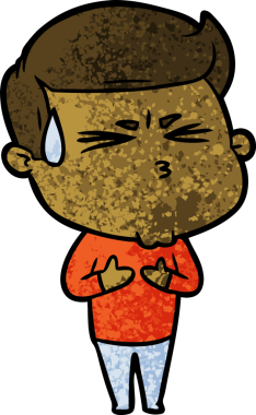 Bir insan tarafından çizilmiş terleyen çizgi film adamı.