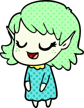 Bir insan tarafından çizilmiş mutlu elf kızı.