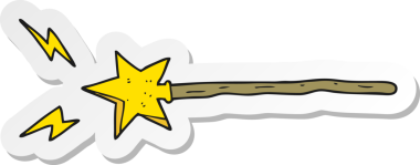 Bir insan tarafından çizilmiş sihirli değnek çıkartması.