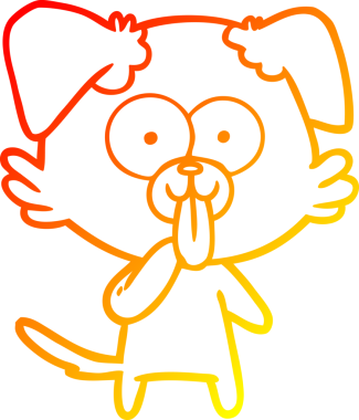 Bir insan tarafından çizilmiş dilli çizgi film köpeği çizimi.