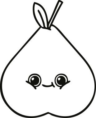 Bir insan tarafından çizilmiş yeşil bir armut çizimi.