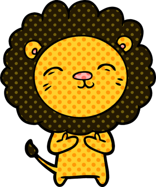 Bir insan tarafından çizilmiş çizgi film aslanı.