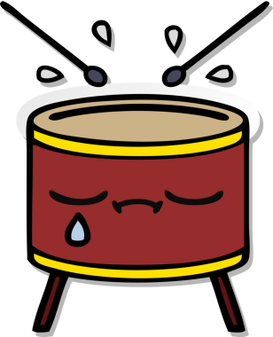 Bir insan tarafından çizilmiş şirin bir karikatürün hüzünlü çıkartması.