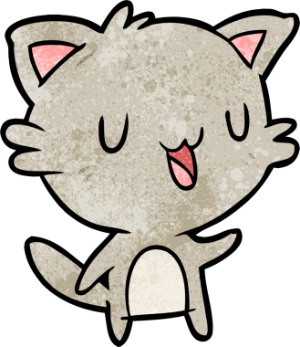 Bir insan tarafından çizilmiş mutlu bir kedi.