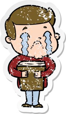 Bir insan tarafından çizilmiş ağlayan bir karikatürcünün sıkıntılı çıkartması.