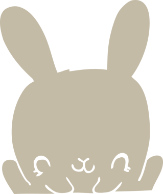 Bir insan tarafından çizilmiş düz renkli çizgi film tavşanı