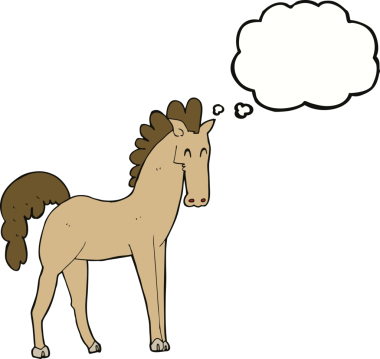 Bir insan tarafından çizilmiş düşünce baloncuklu çizgi film atı.