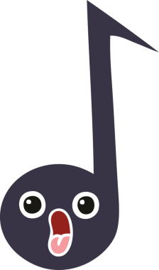 Bir insan tarafından çizilmiş bir notanın düz renkli retro karikatürü