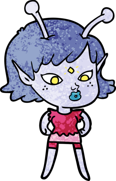 Bir insan tarafından çizilmiş güzel uzaylı kız.