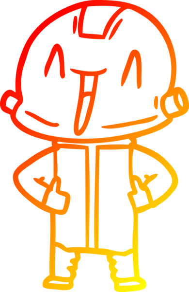 Bir insan tarafından çizilen çizgi film robotunun sıcak çizgi çizimi