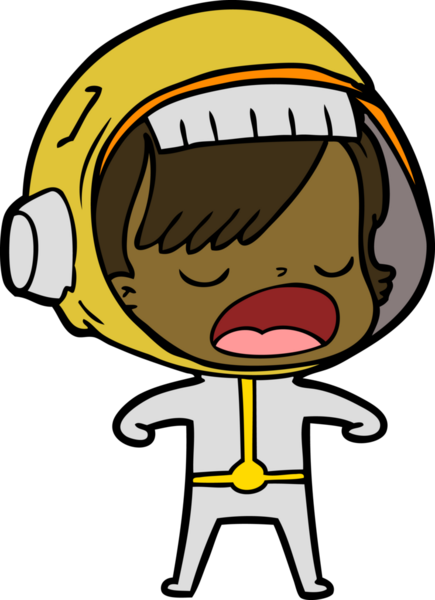 Karikatür astronot kadın bir insan tarafından çizilmiş.