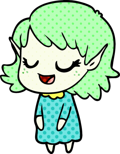 Bir insan tarafından çizilmiş mutlu elf kızı.