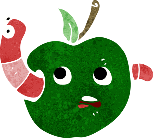 Bir insan tarafından çizilmiş elma solucanı.