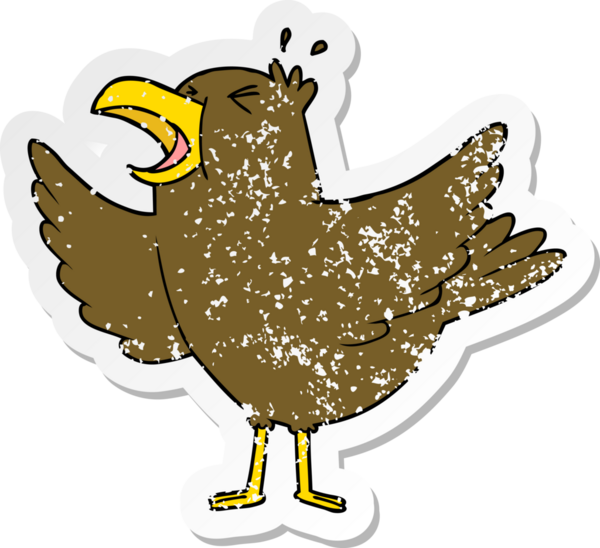 Bir insan tarafından çizilmiş karikatür kuşunun sıkıntılı çıkartması.