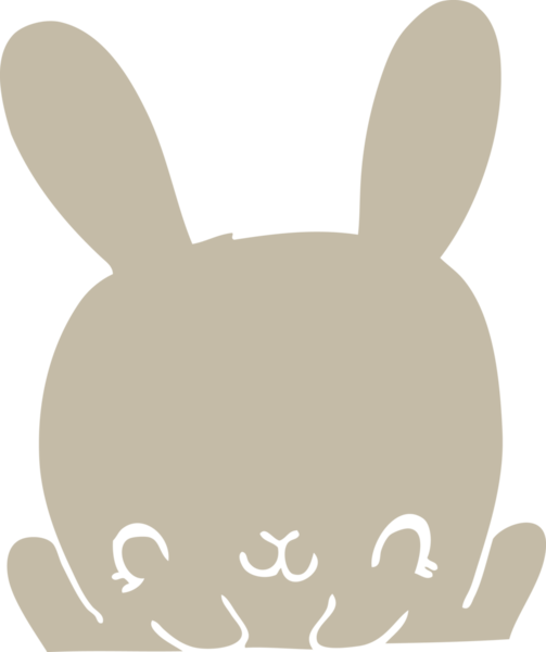 Bir insan tarafından çizilmiş düz renkli çizgi film tavşanı