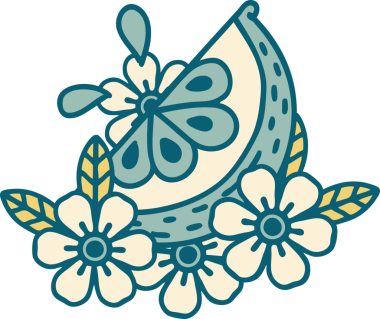 Bir insan tarafından çizilmiş dekoratif bir limonun ikonik dövme şekli