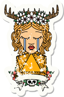 Retro Dövme Tarzı Ağlayan İnsan Druid Bir insan tarafından çizilmiş doğal bir ruloyla