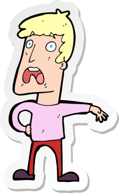 Bir insan tarafından çizilmiş, şikayet eden bir adamın çıkartması.