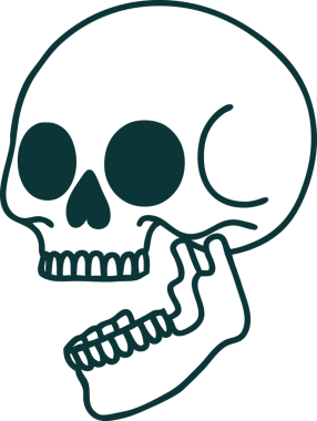 Bir insan tarafından çizilmiş bir kafatasının ikonik dövme şekli