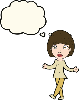 Bir insan tarafından çizilmiş düşünce balonlu bir karikatür.