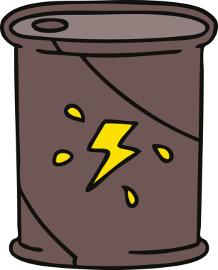 Bir insan tarafından çekilen garip bir çizgi film yakıt fıçısı.