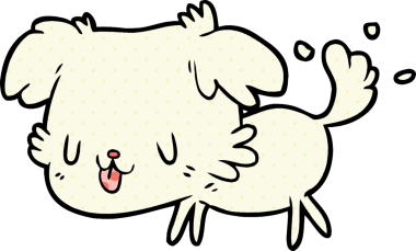 Bir insan tarafından çizilmiş sevimli bir çizgi film köpeği.