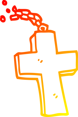 Bir insan tarafından çizilen gümüş haçın sıcak çizgi çizimi