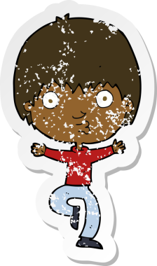 Bir insan tarafından çizilmiş heyecanlı bir çizgi filmin gerilimli çıkartması.