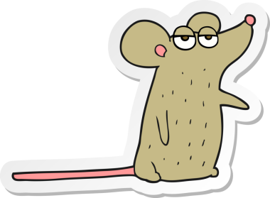 Bir insan tarafından çizilmiş çizgi film faresinin çıkartması.