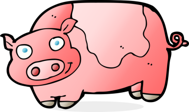 Bir insan tarafından çizilmiş çizgi film domuzu.