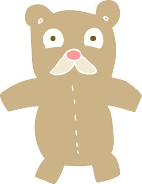 Bir insan tarafından çizilmiş oyuncak ayının düz renk çizimi