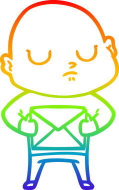 Gökkuşağı gradyan çizgisi bir insan tarafından çizilmiş kel bir adamın çizimi