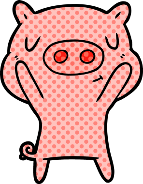 Bir insan tarafından çizilmiş çizgi film içerikli domuz.
