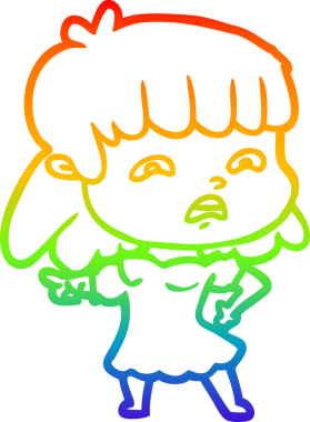 Gökkuşağı gradyan çizimi Bir insan tarafından çizilmiş endişeli bir çizgi kadın