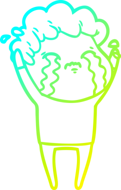 Bir insan tarafından çizilmiş ağlayan bir çizgi film karakteri çizimi.