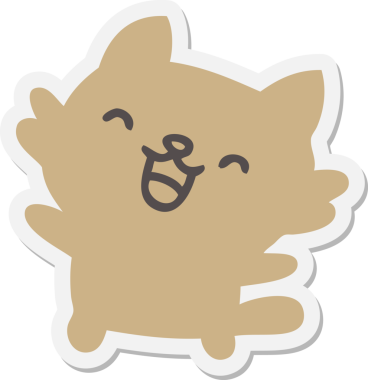 Mutlu çizgi film kedisi şarkı söyleyen çıkartması Bir insan tarafından çizilmiş