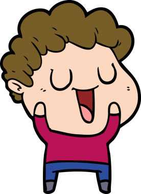 Bir insan tarafından çizilmiş gülen karikatür adam.