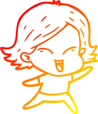 Bir insan tarafından çizilmiş mutlu bir çizgi film kızı çizimi