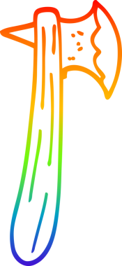 gökkuşağı gradyan çizgi çizimi bir insan tarafından çizilmiş bir balta