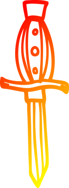 Bir insan tarafından çizilmiş bir çizgi dövmeli hançer sembolünün sıcak çizgi çizimi