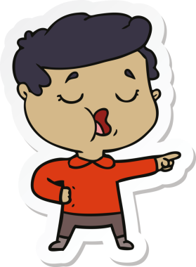 Bir insan tarafından çizilmiş bir karikatür adamın çıkartması.