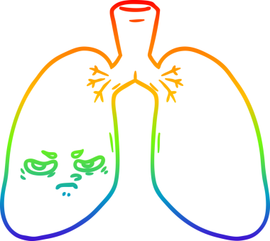Bir insan tarafından çizilmiş kızgın akciğerlerin çizgi çizimi.