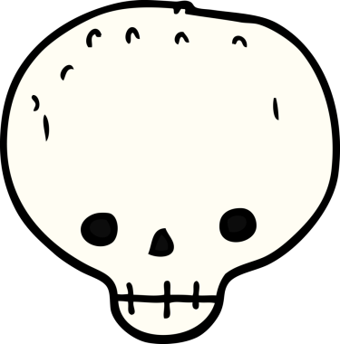 Bir insan tarafından çizilmiş kafatası.